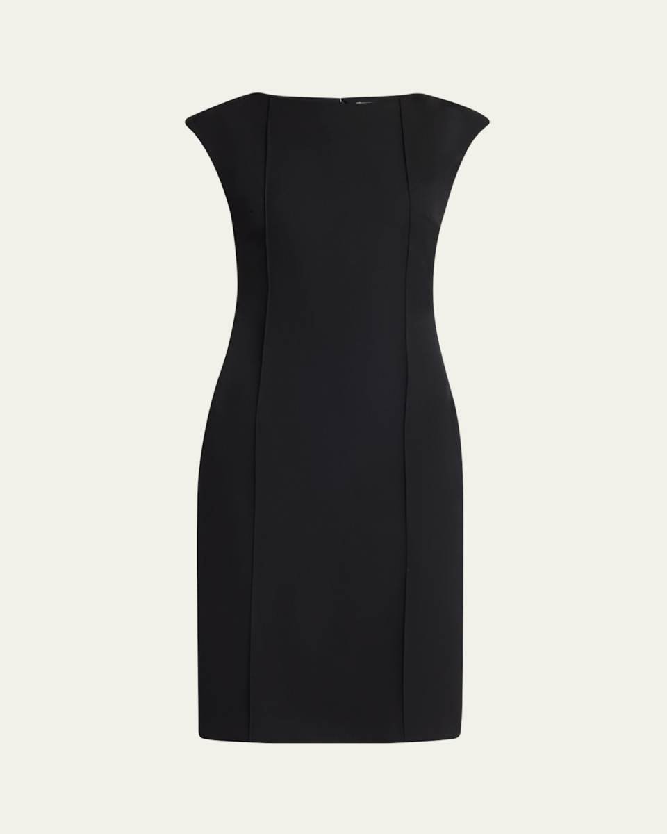 Pintuck Sleeveless Crepe Day Dress